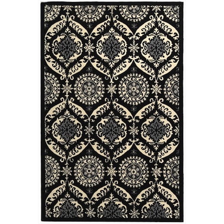 Safavieh 5 ft. - 6 in. x 5 ft. - 6 in. Round- Transitional Chelsea Black And Ivory Hand Hooked Rug HK356A-5R